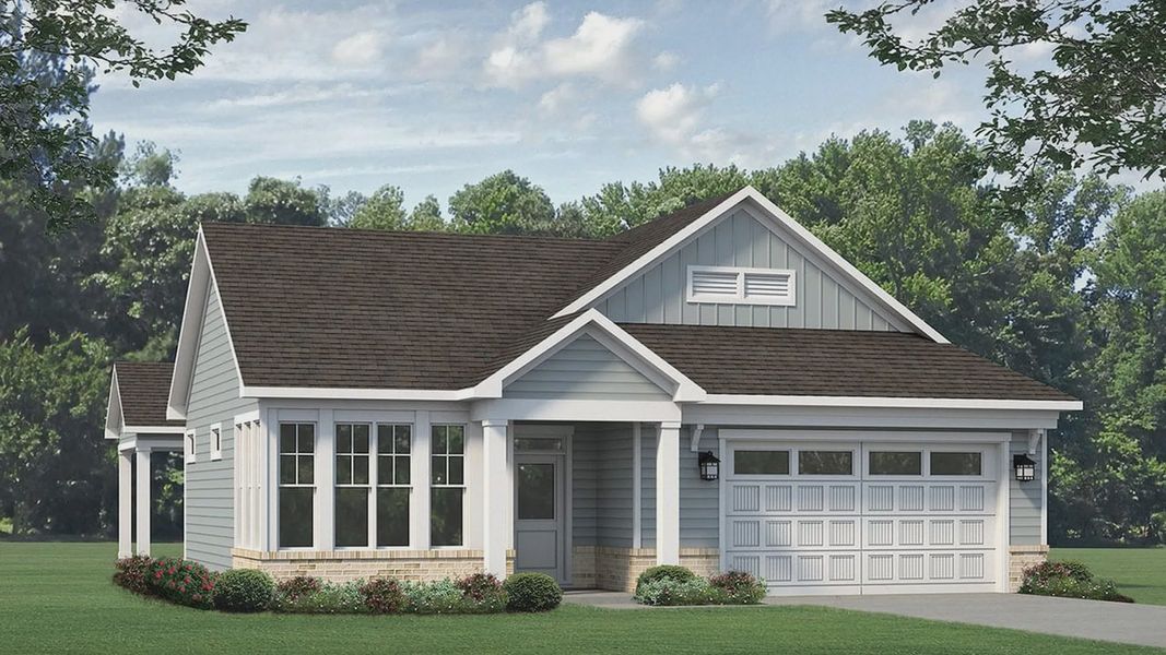 Representative exterior photo of a completed home built from the Palazzo Classic by Epcon Communities in The Cottages at 78 North, Sanford, NC (Image 1). Representative exterior photo of a completed home built from the Palazzo Classic by Epcon Communities in The Cottages at 78 North, Sanford, NC (Image 1).