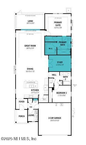 2D floor plan layout of this home in RiverTown - WaterSong, St. Johns, FL (Image 3).