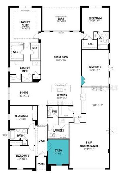 2D floor plan layout of this home in Wellen Park, Venice, FL (Image 5).