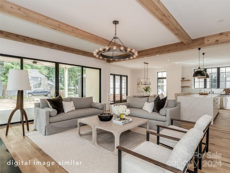 Similar family room open to kitchen from a different build project