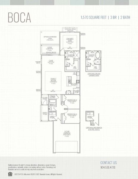 2D floor plan layout for the Boca by Riverside Homes in Mariposa at EverRange, Jacksonville, FL (Image 5).
