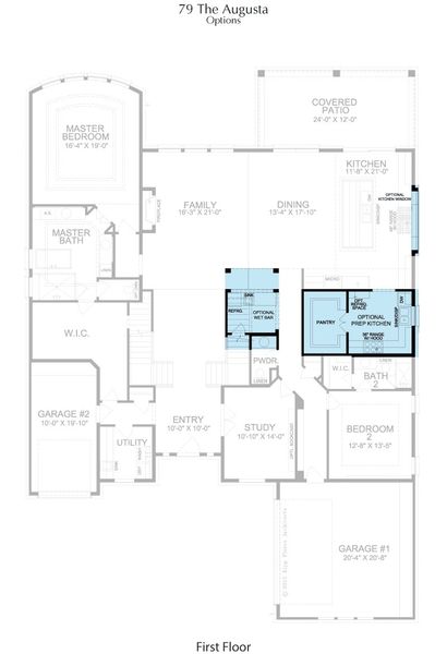 2D floor plan layout for the Augusta by Landon Homes in Fields Reserve - 70's, Frisco, TX (Image 6). 2D floor plan layout for the Augusta by Landon Homes in Fields Reserve - 70's, Frisco, TX (Image 6).