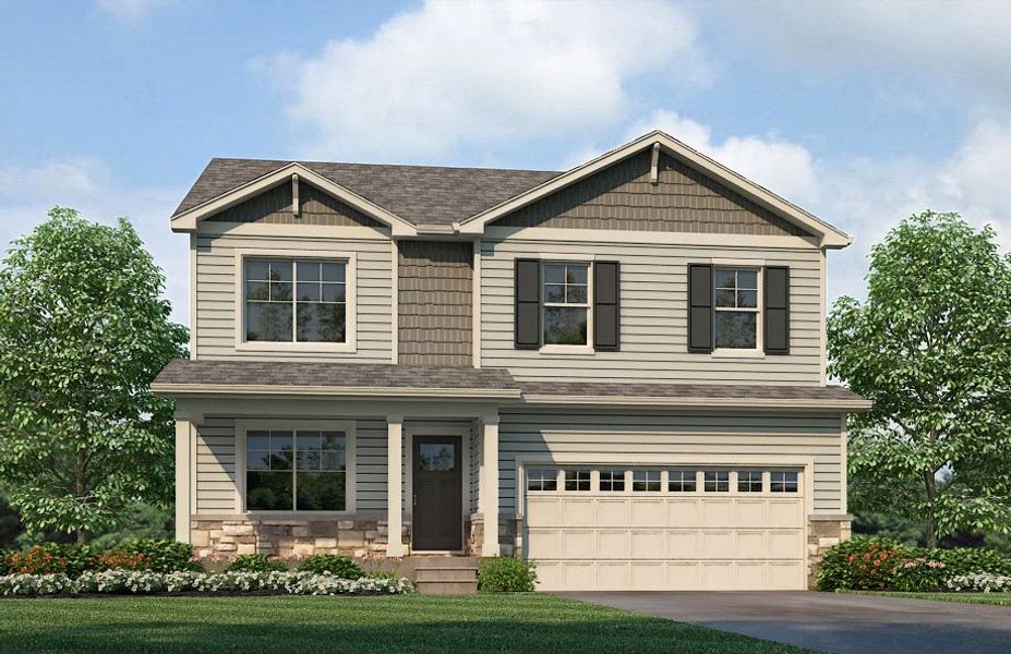Representative exterior photo of a completed home built from the Pendleton by D.R. Horton in Lakeside Canyon, Mead, CO (Image 22).
