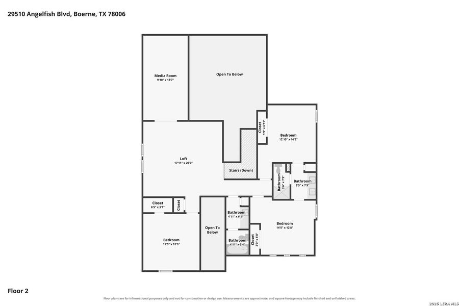 2D floor plan layout of this home in Fox Falls, Boerne, TX (Image 7).