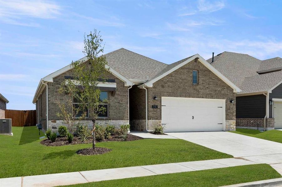 Front exterior of a new home in Coyote Meadows 50s, Anna, TX, highlighting curb appeal (Image 1).