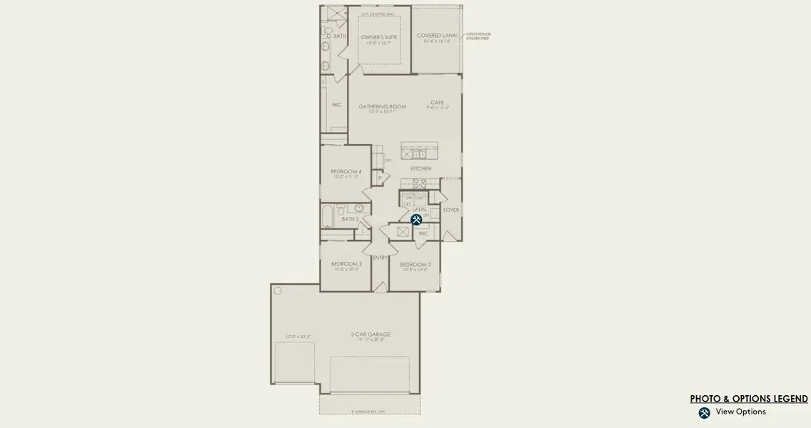 2D floor plan layout for the Drayton Select by Pulte Homes in Lakeview Estates, Palm Coast, FL (Image 4).