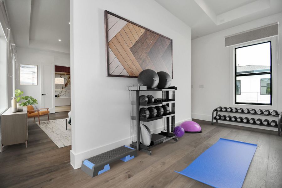 Flex area. Set up your home office here or use it as a personal yoga area. Flex area. Set up your home office here or use it as a personal yoga area.