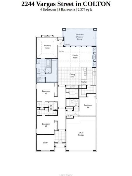 2D floor plan layout of this home in COLTON, Todd Mission, TX (Image 2).