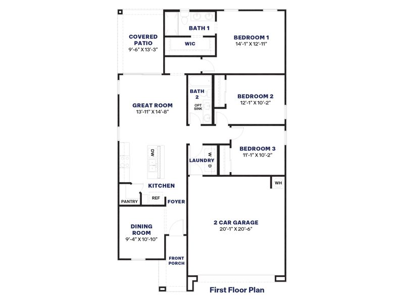 2D floor plan layout for the Gull by D.R. Horton in Sorrento, Maricopa, AZ (Image 4). 2D floor plan layout for the Gull by D.R. Horton in Sorrento, Maricopa, AZ (Image 4).