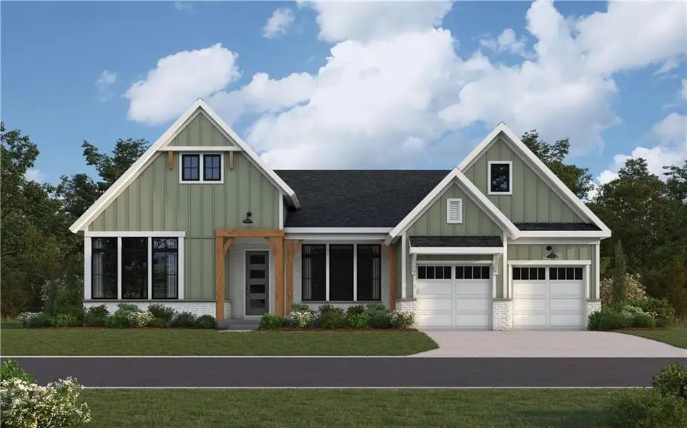 Front exterior of a new home in Stonehaven, Winder, GA, highlighting curb appeal (Image 1). Front exterior of a new home in Stonehaven, Winder, GA, highlighting curb appeal (Image 1).