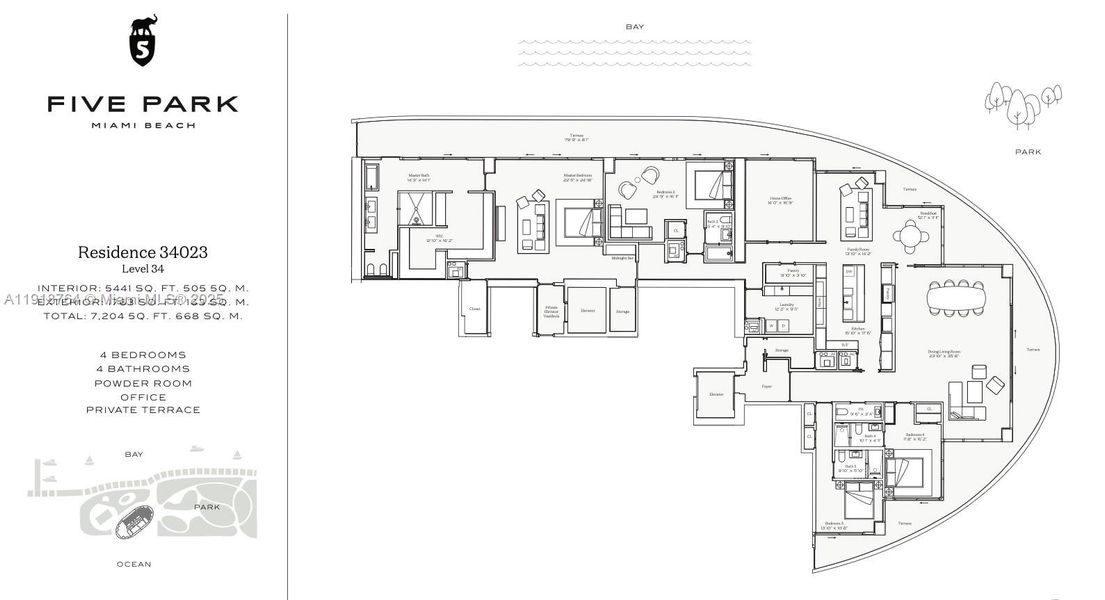 2D floor plan layout of this home in Five Park, Miami Beach, FL (Image 3). 2D floor plan layout of this home in Five Park, Miami Beach, FL (Image 3).