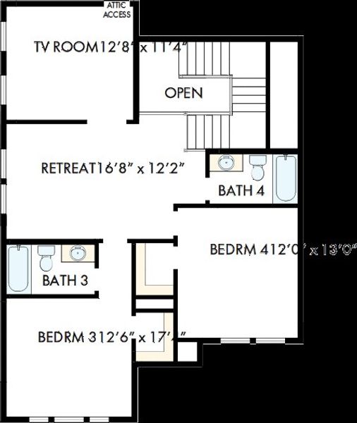 2D floor plan layout of this home in Goodland – Manor Series, Grand Prairie, TX (Image 3). 2D floor plan layout of this home in Goodland – Manor Series, Grand Prairie, TX (Image 3).