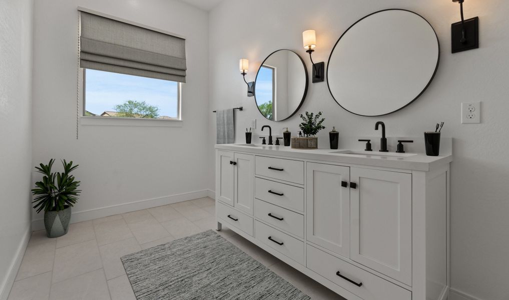 Freestanding vanity in primary bath
