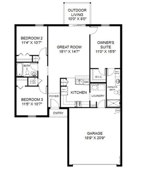 2D floor plan layout of this home in Mallard Landing, Okeechobee, FL (Image 2).