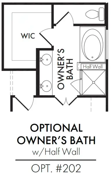Master Bath – Tub Shower 1/2 Wall