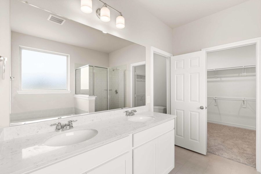 Primary bath. Note: Sample product photo - actual exterior and interior selections may vary by homesite