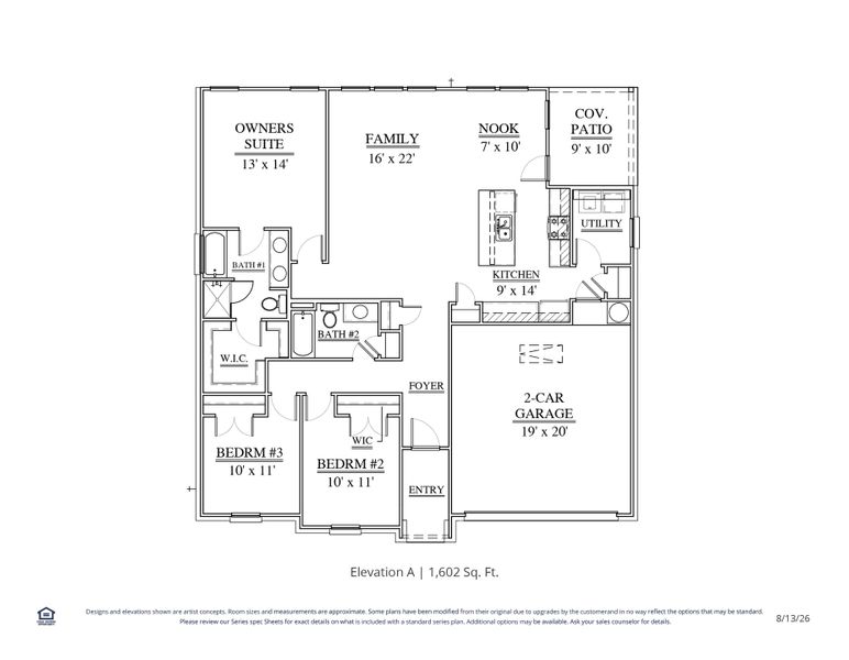2D floor plan layout for the Livingston by Our Country Homes in Gatlin Ranch, Springtown, TX (Image 3).