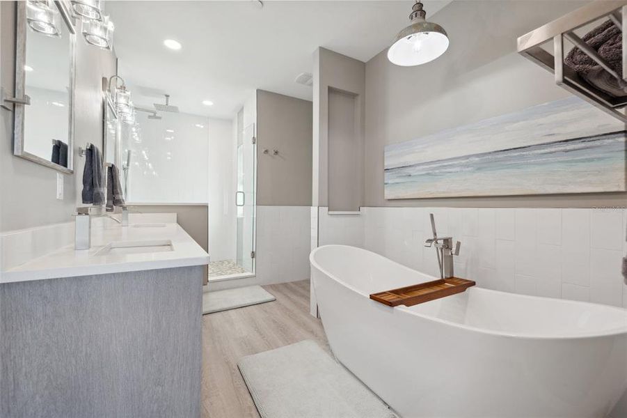 The Perch primary bathroom with soaking tub The Perch primary bathroom with soaking tub