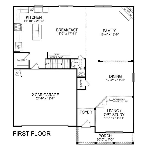 2D floor plan layout for the Columbia by D.R. Horton in Twinleaf Meadows, Monroe, NC (Image 3).