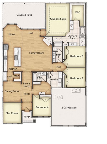 2D floor plan layout of this home in Clear Sky Addition, Valley View, TX (Image 2).