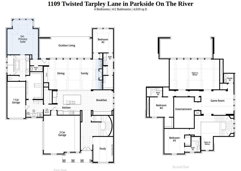 2D floor plan layout of this home in Parkside On The River, Georgetown, TX (Image 3). 2D floor plan layout of this home in Parkside On The River, Georgetown, TX (Image 3).