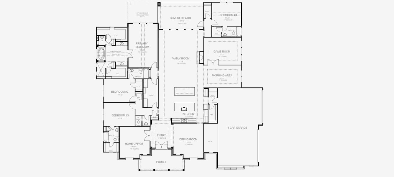 2D floor plan layout for the 4226A by Perry Homes in Megan's Landing 1/2 Acre, Castroville, TX (Image 3). 2D floor plan layout for the 4226A by Perry Homes in Megan's Landing 1/2 Acre, Castroville, TX (Image 3).