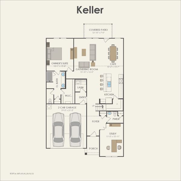 2D floor plan layout for the Keller by Pulte Homes in Nopal Valley, San Antonio, TX (Image 3). 2D floor plan layout for the Keller by Pulte Homes in Nopal Valley, San Antonio, TX (Image 3).
