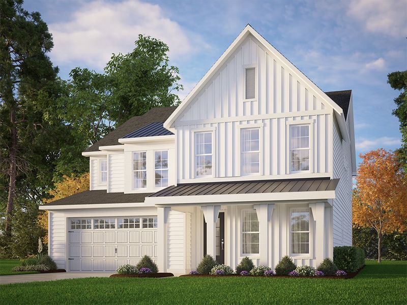 Representative exterior photo of a completed home built from the The Hampton by RobuckHomes in Stonehenge, Raleigh, NC (Image 2).