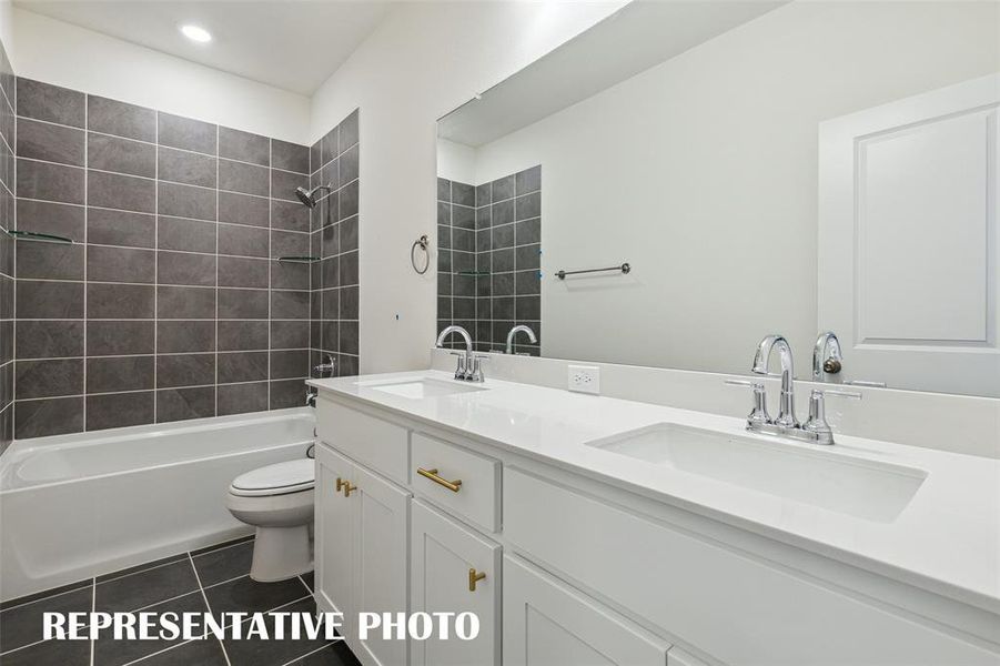 Guests will feel right at home in this beautifully finished guest bath.  REPRESENTATIVE PHOTO