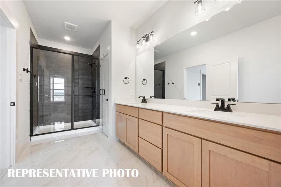 No shortage of space or style in this fantastic owner's bath!  REPRESENTATIVE PHOTO