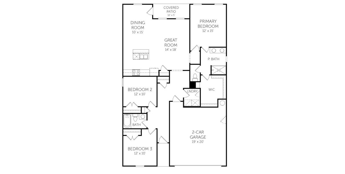 2D floor plan layout for the Retreat - 17833 by Dream Finders Homes in Luke's Landing, Castalia, NC (Image 3).