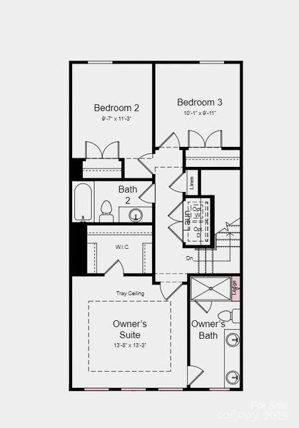 Upper Floor Plan - Structural options added include: first floor guest suite, modern fireplace in gathering room, ledge in owner's shower