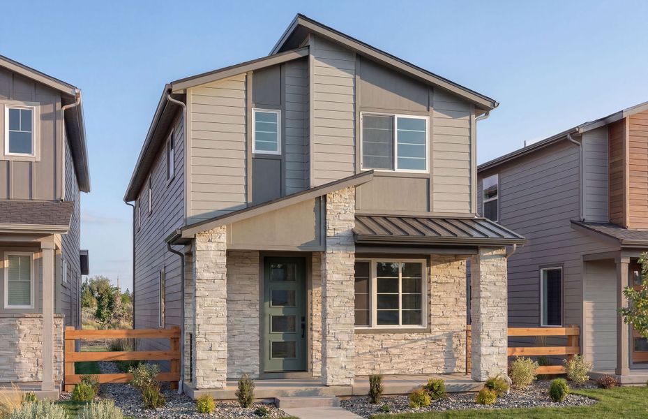 Representative exterior photo of a completed home built from the Caroline by Pulte Homes in Strata, Dacono, CO (Image 9). Representative exterior photo of a completed home built from the Caroline by Pulte Homes in Strata, Dacono, CO (Image 9).