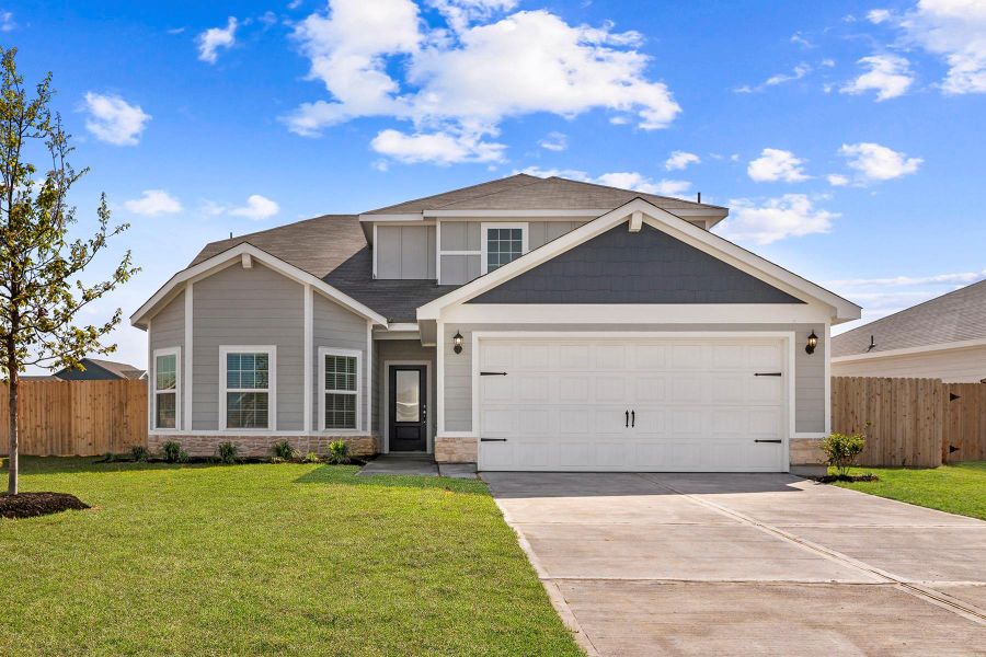 Front exterior of a new home in Trails at Cochran Ranch, Waller, TX, highlighting curb appeal (Image 2).