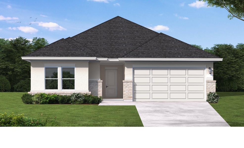 Front exterior of a new home in Creekhaven, Rosharon, TX, highlighting curb appeal (Image 1). Front exterior of a new home in Creekhaven, Rosharon, TX, highlighting curb appeal (Image 1).
