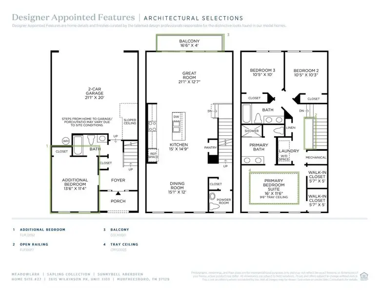 2D floor plan layout of this home in Meadowlark - Sapling Collection, Murfreesboro, TN (Image 6). 2D floor plan layout of this home in Meadowlark - Sapling Collection, Murfreesboro, TN (Image 6).