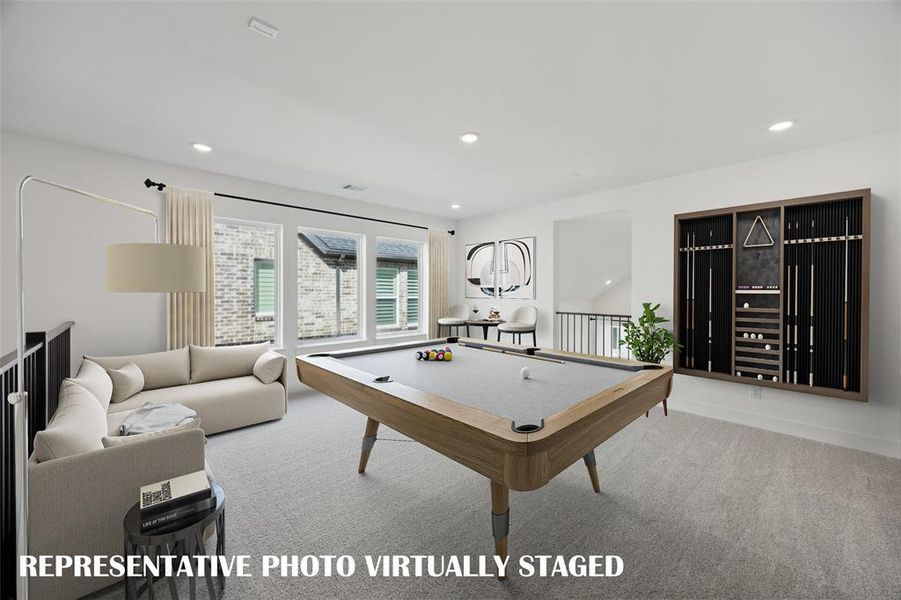 The family fun time never ends in this wonderful game room!  REPRESENTATIVE PHOTO VIRTUALLY STAGED