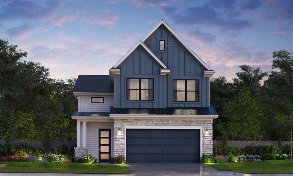 Front exterior of a new home in Summer Place 35', Montgomery, TX, highlighting curb appeal (Image 1). Front exterior of a new home in Summer Place 35', Montgomery, TX, highlighting curb appeal (Image 1).