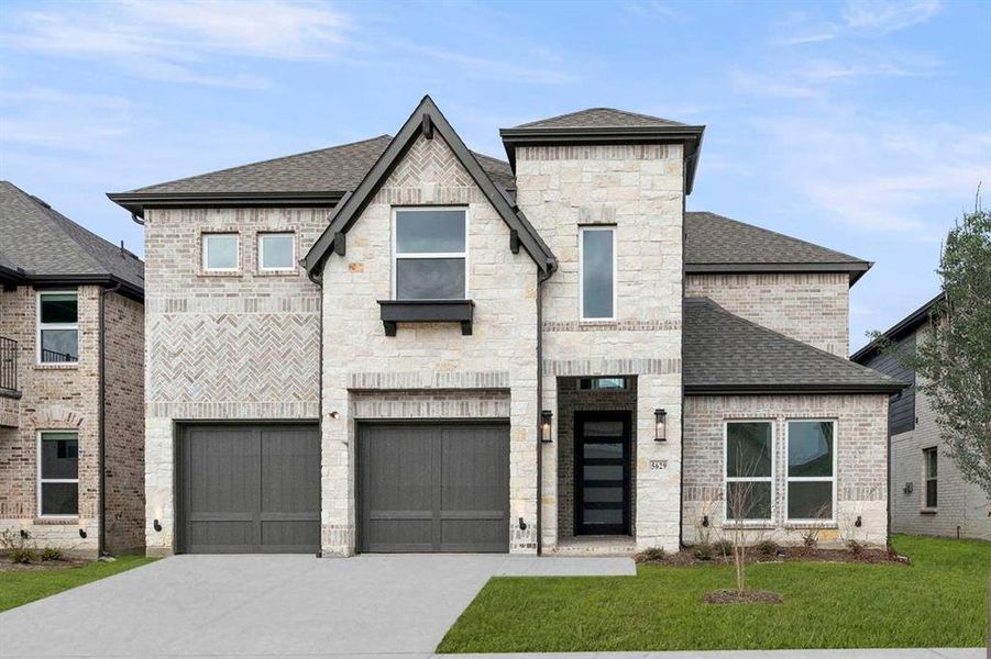 Front exterior of a new home in Sutton Fields, Celina, TX, highlighting curb appeal (Image 2). Front exterior of a new home in Sutton Fields, Celina, TX, highlighting curb appeal (Image 2).