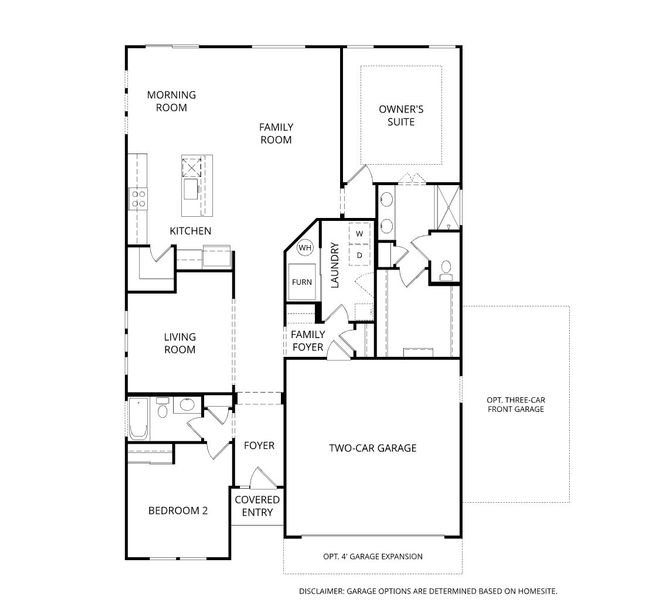 2D floor plan layout for the Amelia by Fischer Homes in Savannah Lakes, Hiram, GA (Image 3).