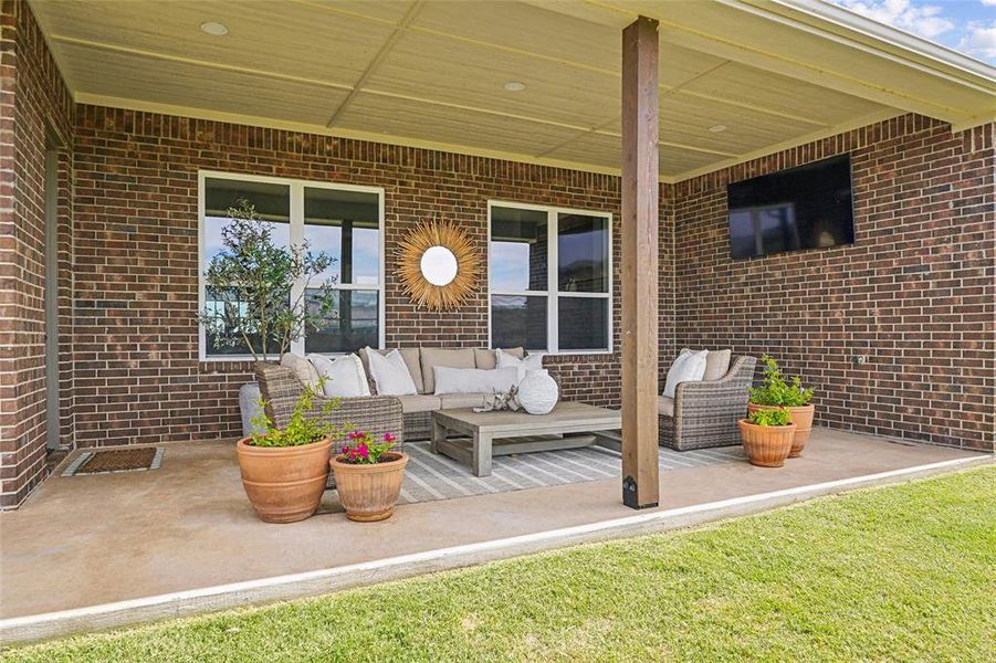Protected back patio Protected back patio