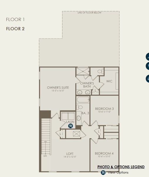 2D floor plan layout for the Mabel II by Pulte Homes in SeaFlower, Bradenton, FL (Image 3).