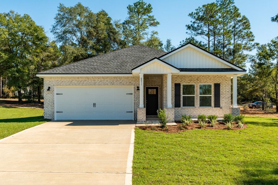 Representative exterior photo of a completed home built from the Maybell I by CJL Homes in Oak Hollow, Crestview, FL (Image 1).