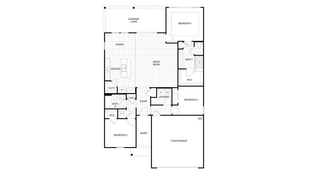 2D floor plan layout for the AVON by D.R. Horton in American Village, Palm Coast, FL (Image 5).