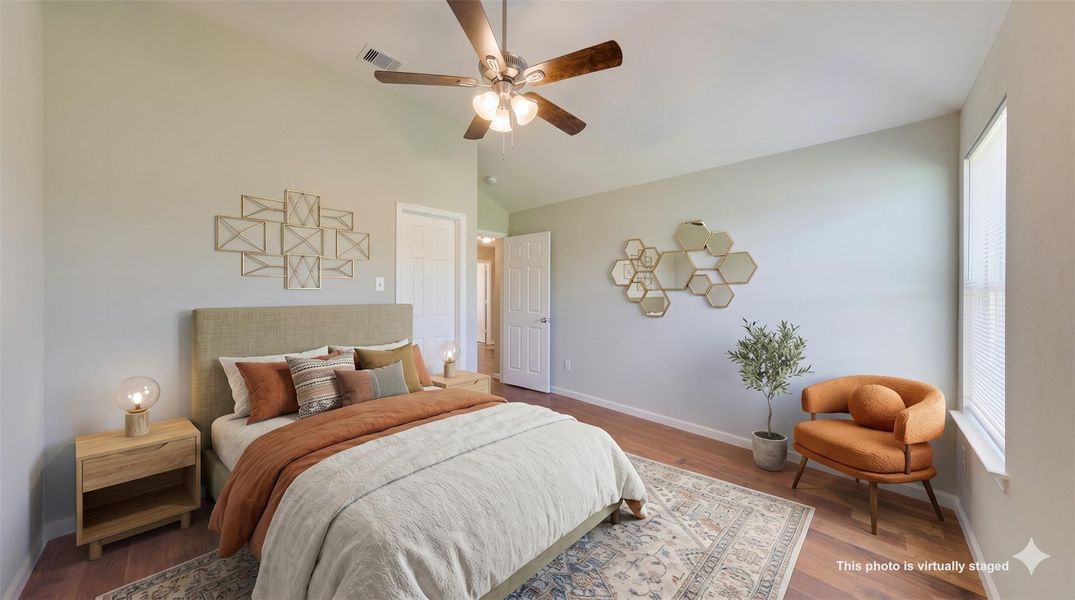 This versatile secondary bedroom offers a blank canvas, providing endless options to style your ideal home office, nursery, or gym