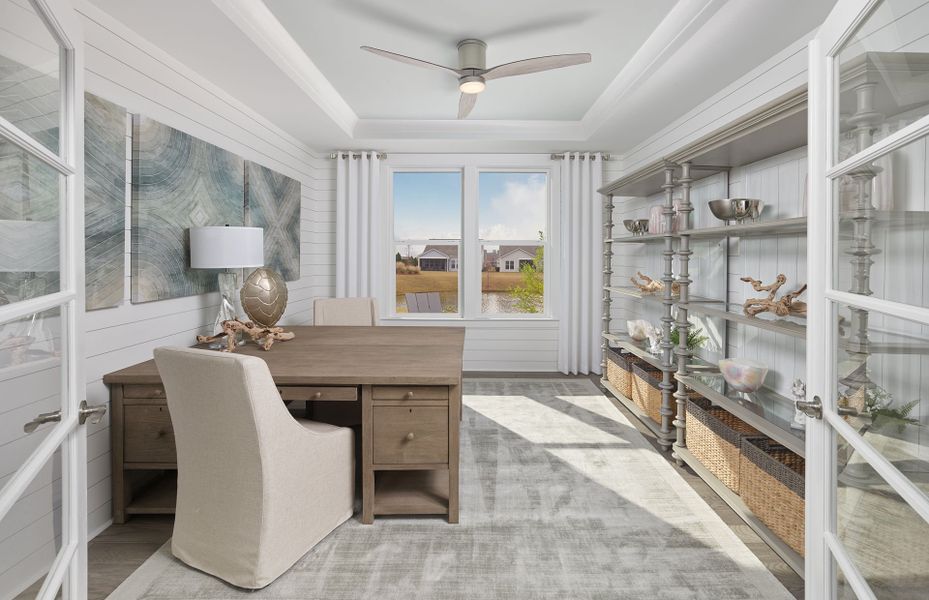 Work from home or read a book in the Flex Space with French doors for privacy. Work from home or read a book in the Flex Space with French doors for privacy.