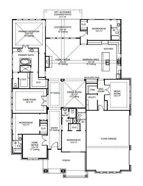 2D floor plan layout for the 3790A by Perry Homes in The Preserve At Elm Creek 1 Acre, New Braunfels, TX (Image 3). 2D floor plan layout for the 3790A by Perry Homes in The Preserve At Elm Creek 1 Acre, New Braunfels, TX (Image 3).