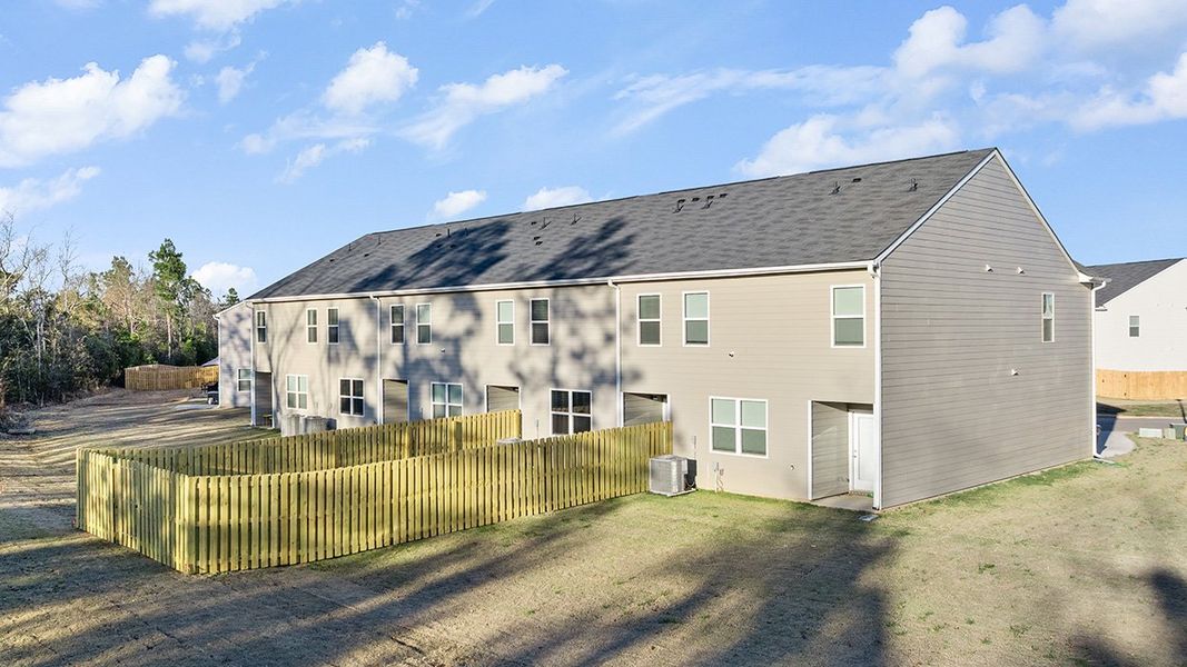 Exterior details and patio area of a home in Laurel Park Townhomes, Hephzibah (Image 2).
