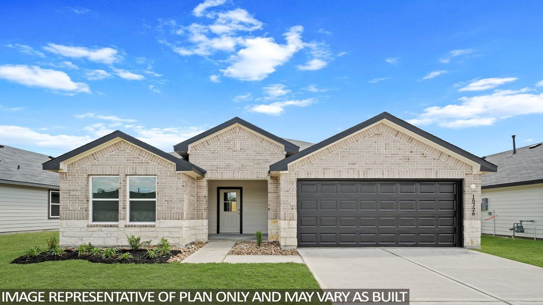 Representative exterior photo of a completed home built from the Denton by D.R. Horton in Chapel Lakes, Montgomery, TX (Image 1). Representative exterior photo of a completed home built from the Denton by D.R. Horton in Chapel Lakes, Montgomery, TX (Image 1).