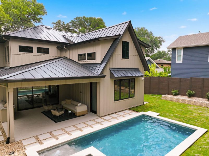 Exterior details and patio area of a home in , Austin (Image 23). Exterior details and patio area of a home in , Austin (Image 23).